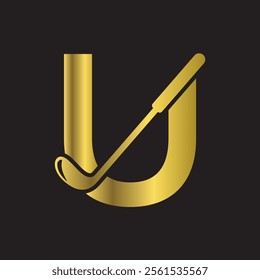 Golf Logo combine with letter U vector template