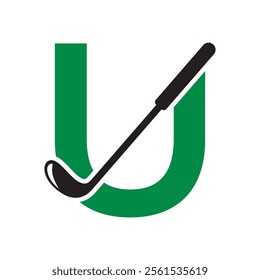 Golf Logo combine with letter U vector template