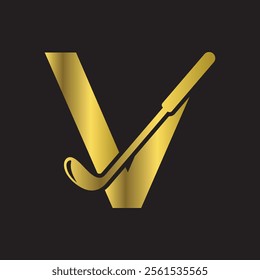 Golf Logo combine with letter V vector template