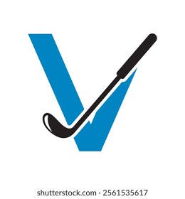 Golf Logo combine with letter V vector template