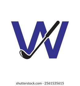 Golf Logo combine with letter W vector template