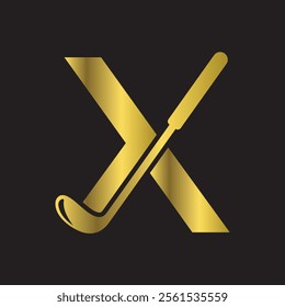 Golf Logo combine with letter X vector template