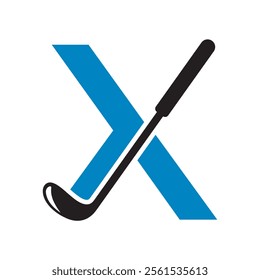 Golf Logo combine with letter X vector template