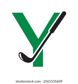 Golf Logo combine with letter Y vector template