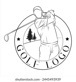 Golf logo, company logo design idea, sketch vector illustration