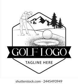 Golf logo, company logo design idea, sketch vector illustration
