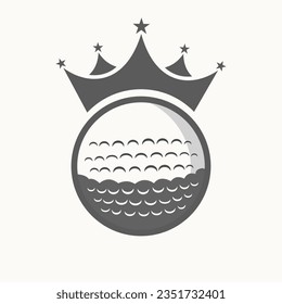 Golf Logo Design Concept With Crown Icon. Hockey Winner Symbol