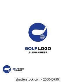 Golf logo design concept modern, stick and golf ball in circle logo design icon template