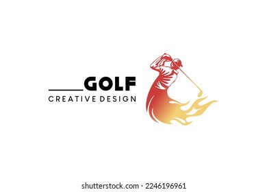 Diseño de logotipo de golf con concepto de incendio