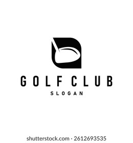 golf logo design outdoor sport with simple design of ball and golf stick minimalist black silhouette as symbol illustration template of sport branch