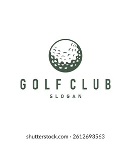 golf logo design outdoor sport with simple design of ball and golf stick minimalist black silhouette as symbol illustration template of sport branch
