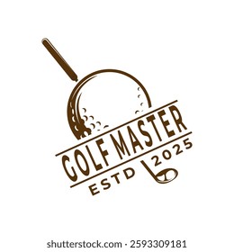 Golf logo design with stick golf and ball vector