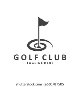 Etiqueta de la Plantilla del diseño del logotipo del golf Logotipo de la ilustración del logotipo de la bandera del golf del campeonato del golf Concepto creativo del diseño del icono
