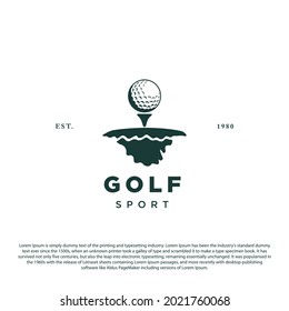 Golf logo design template. Minimalist simple golf logo with ground 