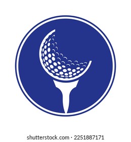 Golf Logo Design Template Vector. Golf ball on tee logo design icon.	