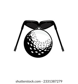 Golf Logo Design, Design Vector Golf Ball And Golf Club Tournament, Illustration Template