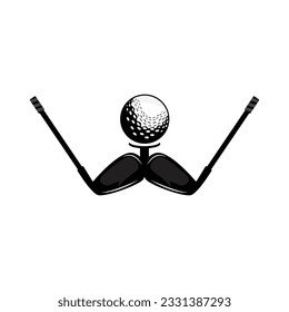 Golf Logo Design, Design Vector Golf Ball And Golf Club Tournament, Illustration Template