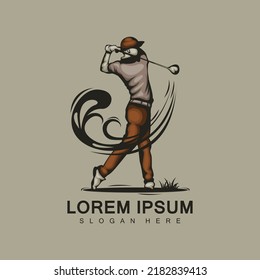 Ilustración vectorial de diseño de logotipo de golf