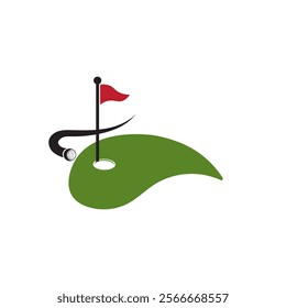 Golf logo design vector template, Vector label of golf, Logo of golf championship, golf flag logo illustration, Creative icon, design concept