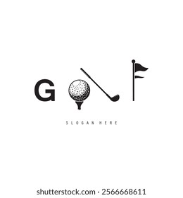 Golf logo design vector template, Vector label of golf, Logo of golf championship, golf flag logo illustration, Creative icon, design concept