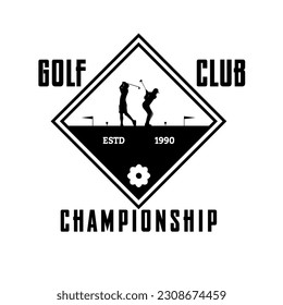 Golf logo design vector template,with golf player silhouette, golf vector label, golf championship logo, illustration, creative icon, vector illustration