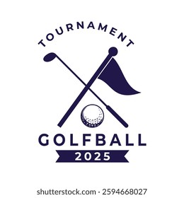 Golf Logo design, vintage retro crossed stick and flag golf badge label logo design