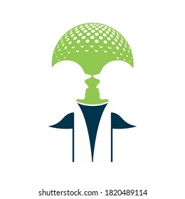 Golf logo with elements of ball design. Can be used for golf equipment companies.