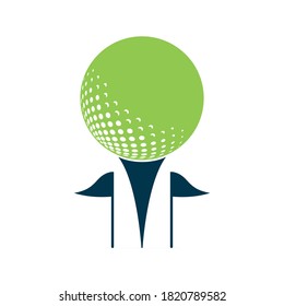 Golf logo with elements of ball design. Can be used for golf equipment companies.