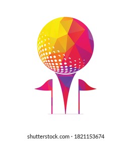 Golf logo with elements of ball design. Can be used for golf equipment companies.