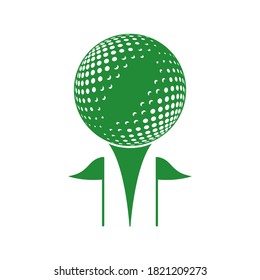 Golf logo with elements of ball design. Can be used for golf equipment companies.