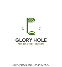 Golf Logo With Flag and Hole, Vector Label of Golf, Logo of Golf Championship, Creative Icon Template Design Concept