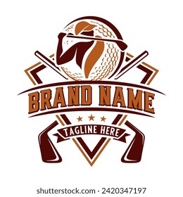 golf logo. golfer, golf ball as icon, golfer community design