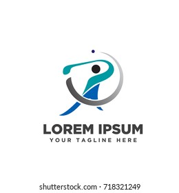 golf logo human swing stick