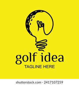 Golf logo idea with light bulb vector design illustration
