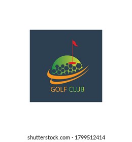 Golf logo illustration flag ball design template vector background