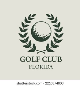 golf logo with laurel and ball