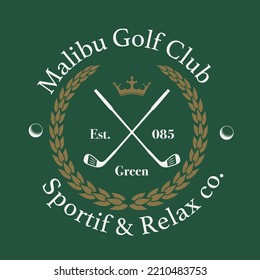 golf logo with laurel and stick