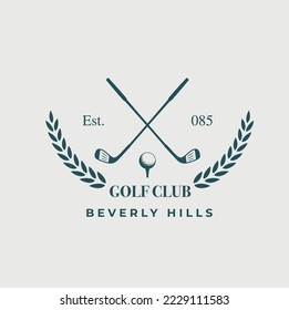 golf logo with laurel and stick