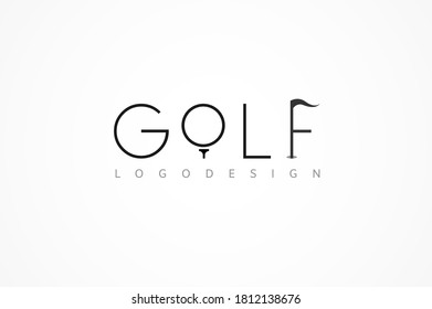 Golf Logo, line style logo design template, vector illustration