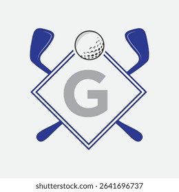 Golf Logo On Letter G Vector Template. Golf Club Symbol, Golf Training Sign