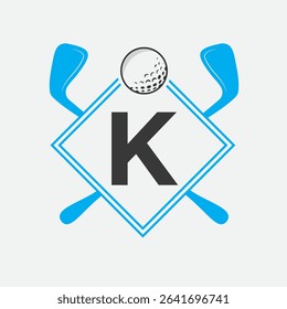 Golf Logo On Letter K Vector Template. Golf Club Symbol, Golf Training Sign