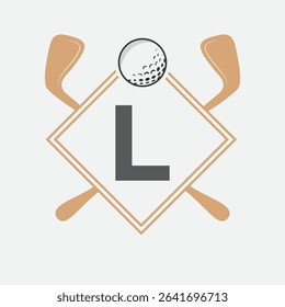 Golf Logo On Letter L Vector Template. Golf Club Symbol, Golf Training Sign