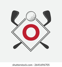 Golf Logo On Letter O Vector Template. Golf Club Symbol, Golf Training Sign