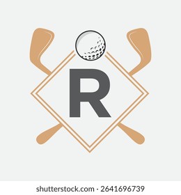 Golf Logo On Letter R Vector Template. Golf Club Symbol, Golf Training Sign