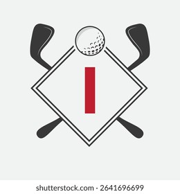 Golf Logo On Letter I Vector Template. Golf Club Symbol, Golf Training Sign