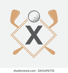 Golf Logo On Letter X Vector Template. Golf Club Symbol, Golf Training Sign