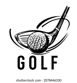 Golf logo. Golf putter and ball. Vector illustration