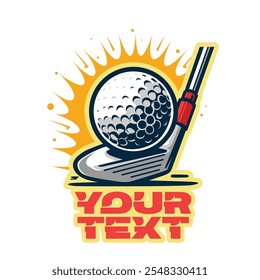 Golf logo. Golf putter and ball. Vector illustration