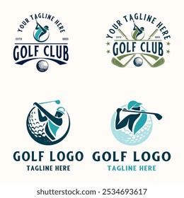 golf logo set. golf stick golf ball and golfer icon ornament decoration for golf sport.