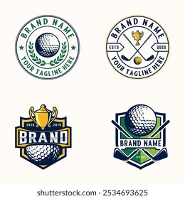 golf logo set. golf stick golf ball and golfer icon ornament decoration for golf sport.